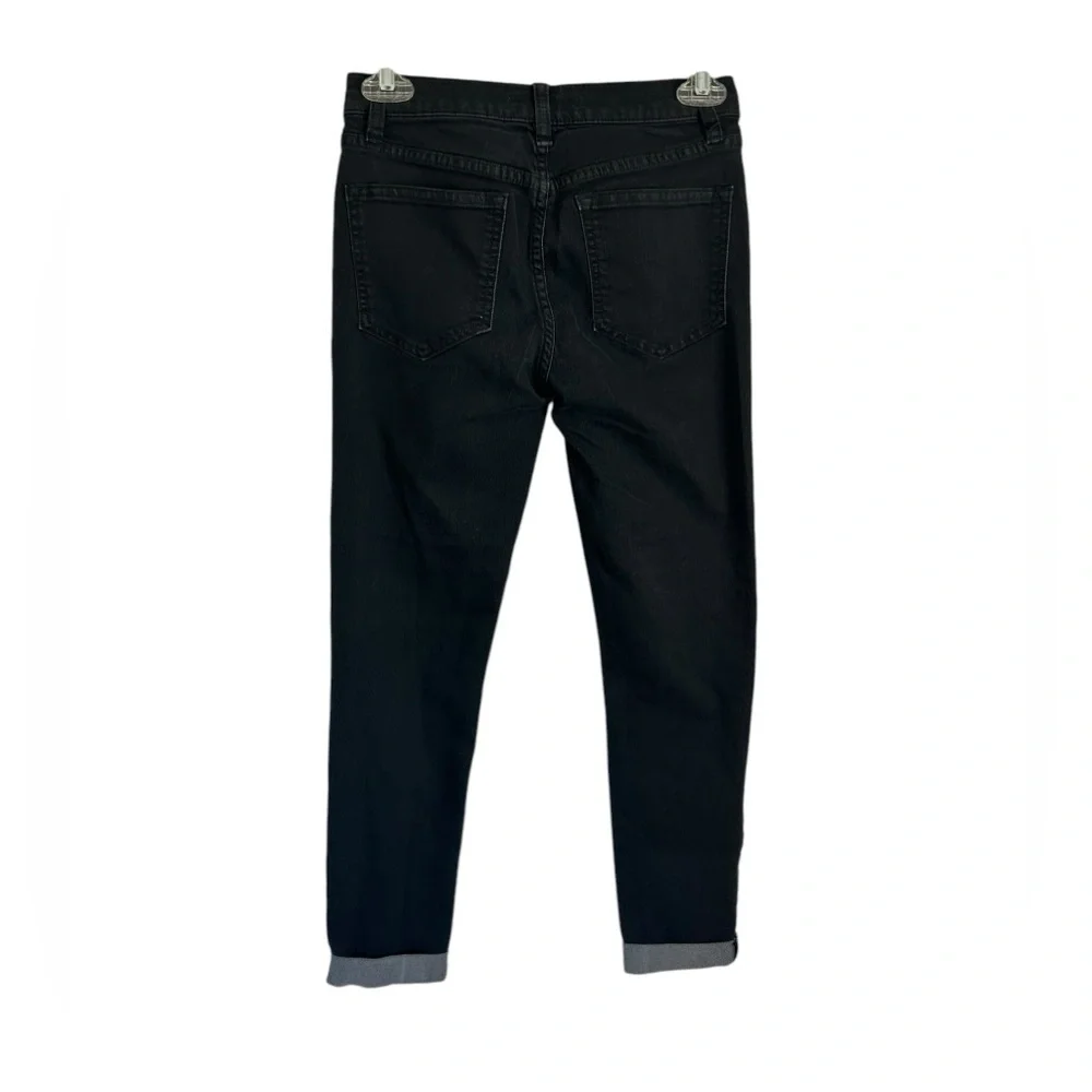 Free People Black Cuffed Hem Skinny Jeans Soft Stretch 5-Pocket Womens Sz 24